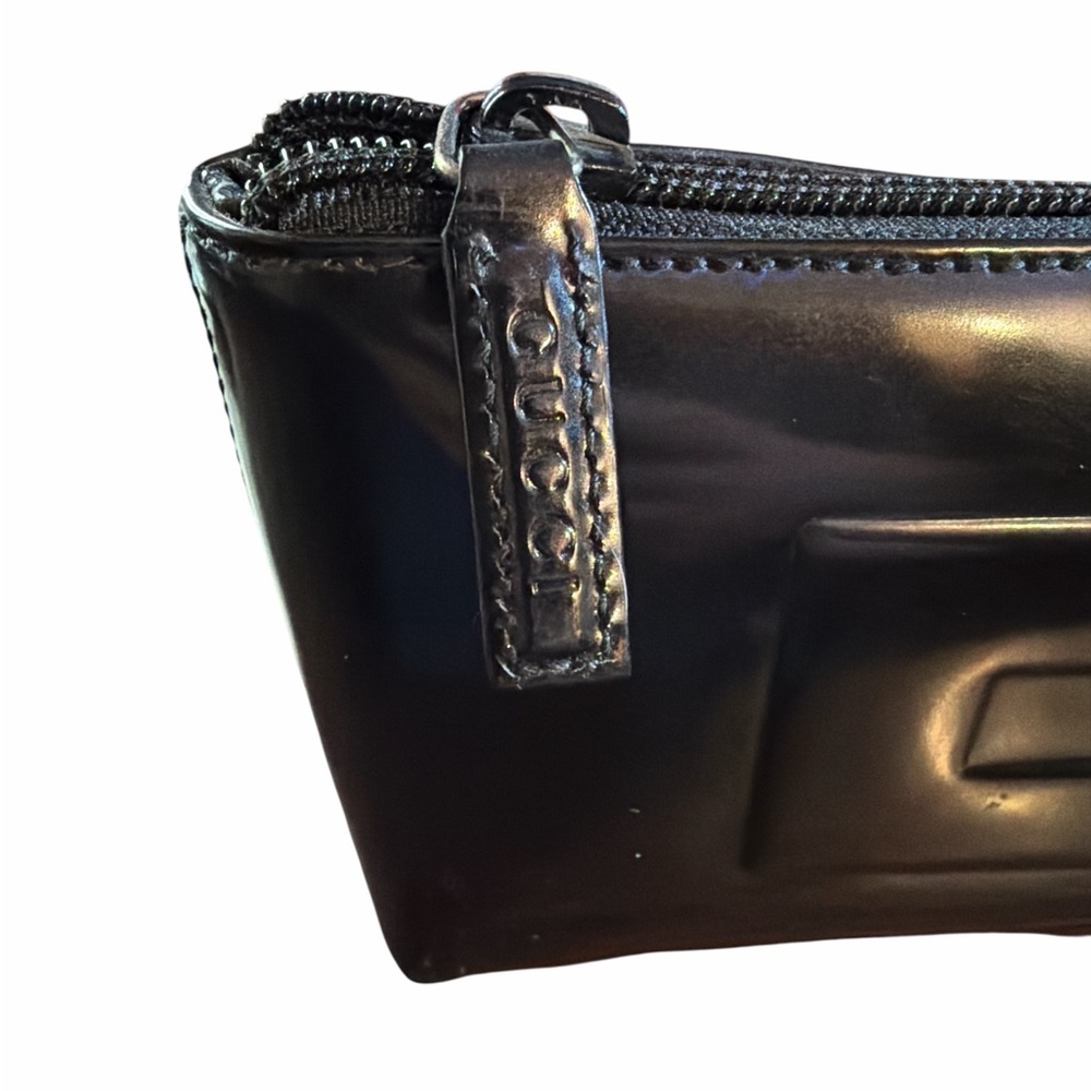Vintage Gucci Black Patent Leather Square G Cosmetic Pouch - Tom Ford Era - Picture 4 of 6